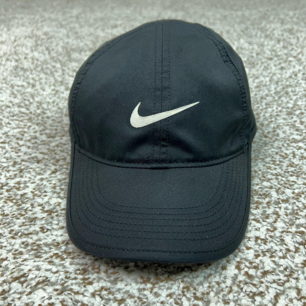 Nike Hat Cap Strap Back Boys One Size Black Dri-FIT Featherlight‎ Running Sports